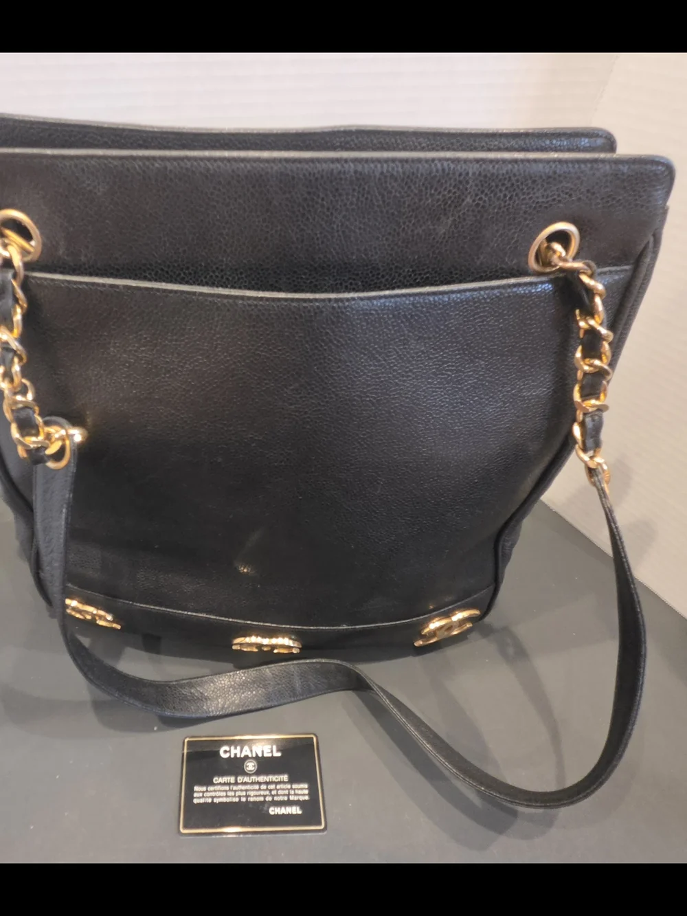 Chanel Black Leather Chain-Handle Shoulder Bag